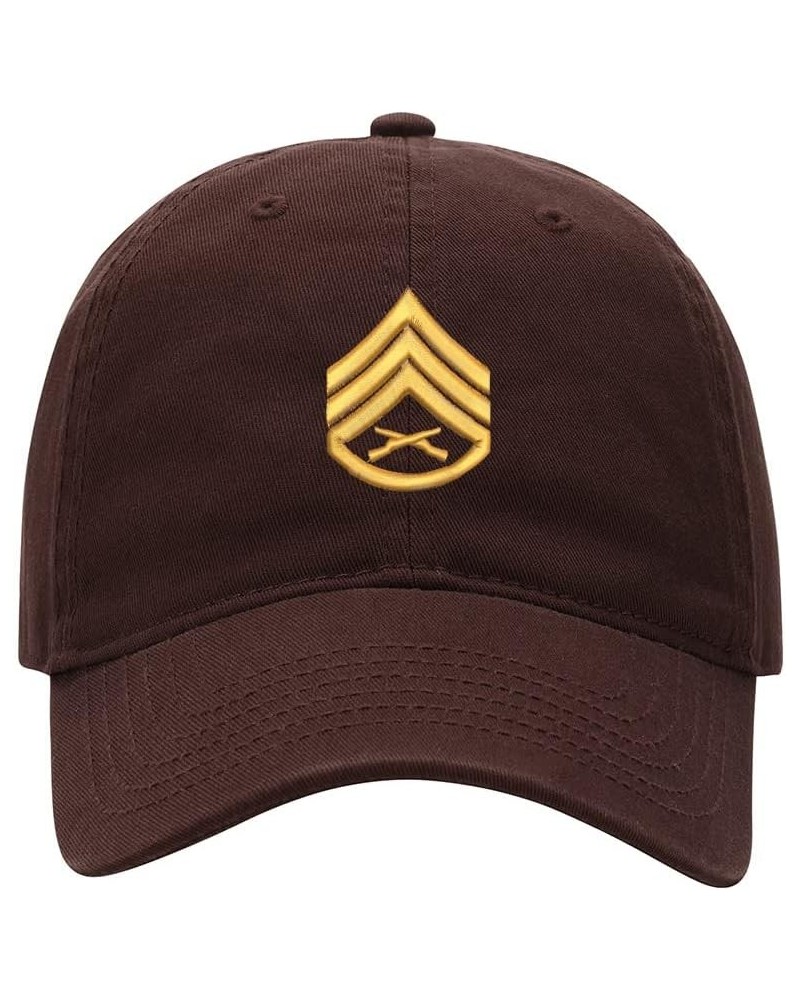 Baseball Cap Men Women Staff Sergeant SSgt Rank Embroidered Unisex Classic Adjustable Strapback Dad Hat Brown $11.59 Baseball...