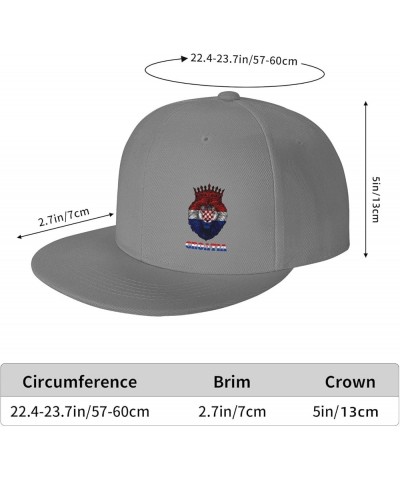 Snapback Hat for Men Women Classic Flat Bill Baseball Cap Adjustable Trucker Hat Funny Print Unisex Hip Hop Cap Lion Croatia ...