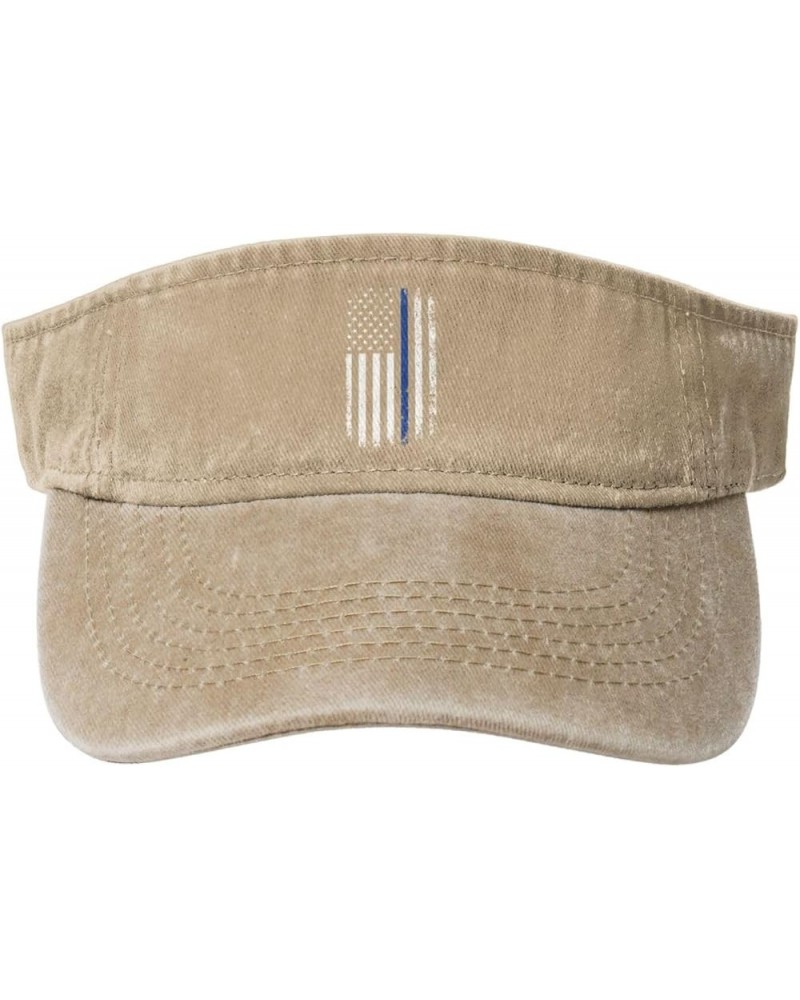 American Flag Distressed Thin Blue Line Sun Hat Sun Visor Hats for Women Men Baseball Cap Golf Hats Natural $9.47 Visors