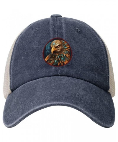 Mesh Baseball CapAdjustable Dad Hat Novelty Denim Trucker Hats for Men and Women, Majestic Eagle Pattern Navy Blue $9.32 Base...