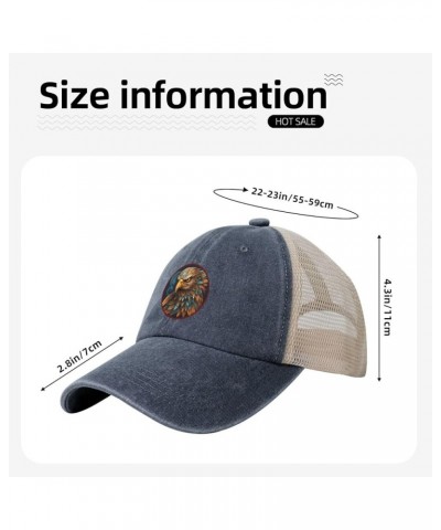 Mesh Baseball CapAdjustable Dad Hat Novelty Denim Trucker Hats for Men and Women, Majestic Eagle Pattern Navy Blue $9.32 Base...