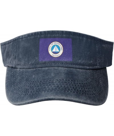 Flag of Prior Lake, Minnesota Sun Visor Hats for Women Men Sun Hat Cotton Golf Hat Vintage Baseball Cap Navy Blue $13.30 Visors