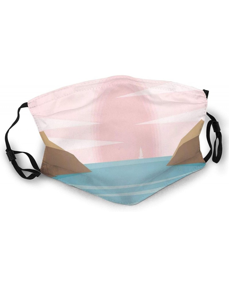 Marine Landscape With Bay And Abstract Pastel Sunset Sky,Mouth Cover for Women,Face Mask Reusable Washable Cloth for Men $9.1...