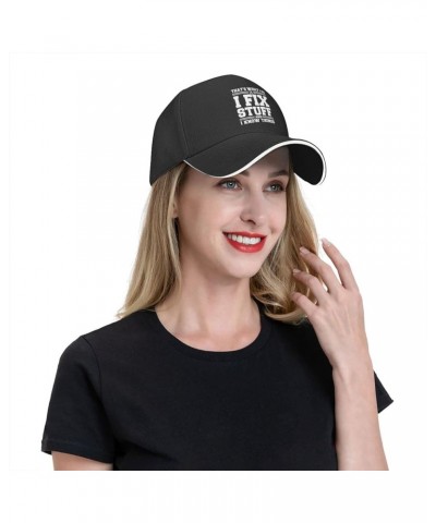 That's Whats I Do I Fix Stuff and I Know Things Adjustable Dad Golf Hat Black Unisex Vintage Washed Baseball Cap Black $11.30...