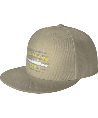 USS Raleigh LPD-1 Flat Brim Baseball Cap Men's Adjustable Trucker Hat Natural $15.80 Baseball Caps