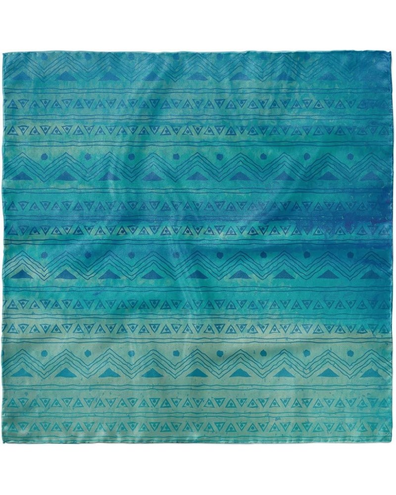 Tribal Head Scarf, Creative Triangles, Hair Wrap Sea Blue and Cadet Blue $12.47 Scarves