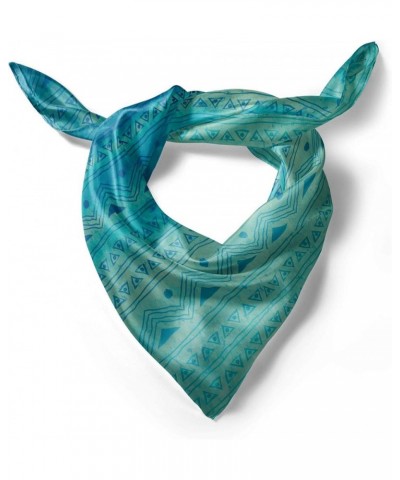 Tribal Head Scarf, Creative Triangles, Hair Wrap Sea Blue and Cadet Blue $12.47 Scarves