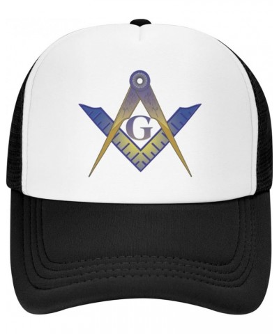 Masonic Mesh Trucker Hat Men Baseball Cap Men Ponytail Hat Women Dad Hat Adjustable Sun Hat Black Black $11.40 Baseball Caps