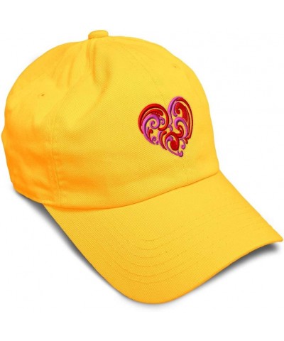 Soft Baseball Cap Love Swirly Heart Valentines Day Cotton Warrant Officer 4 Dad Hats for Men & Women Golden Yellow Design Onl...