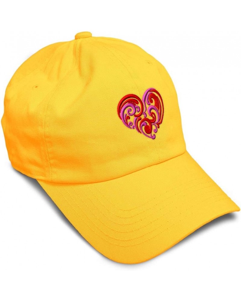 Soft Baseball Cap Love Swirly Heart Valentines Day Cotton Warrant Officer 4 Dad Hats for Men & Women Golden Yellow Design Onl...