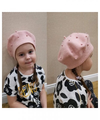 Toddler Wool Pearl Beret, French Style Fashion Beret Hat Winter Retro Solid Color Baby Girl Beret Cap White $8.12 Berets