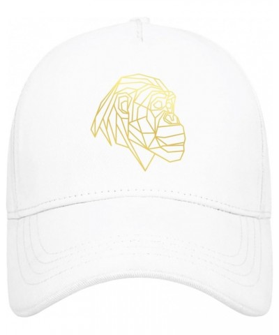 Golden Geometric Chimpanzee Baseball Hat Funny Dad Hats for Women Gifts for Him Baseball White $10.06 Baseball Caps