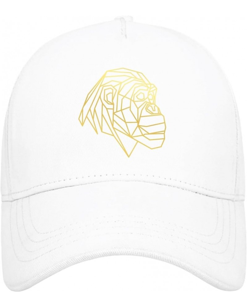 Golden Geometric Chimpanzee Baseball Hat Funny Dad Hats for Women Gifts for Him Baseball White $10.06 Baseball Caps