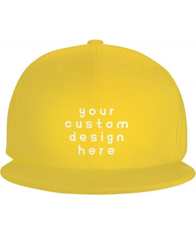 Custom Hats for Men Add Your Name Logo Text Image Here Personalized Flat Bill Hats Yellow $7.50 Baseball Caps