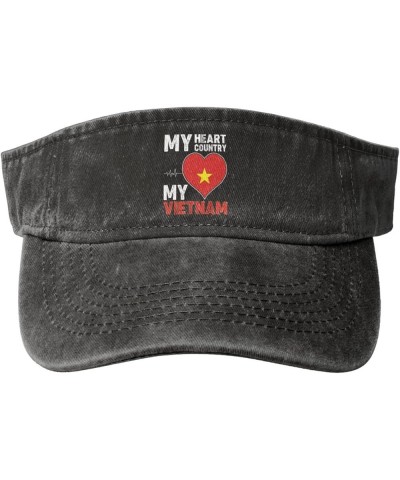 My Heart My Country My Vietnam Sun Visor Hats for Women Men Sun Hat Vintage Golf Hat Adjustable Baseball Cap Black $13.37 Sun...