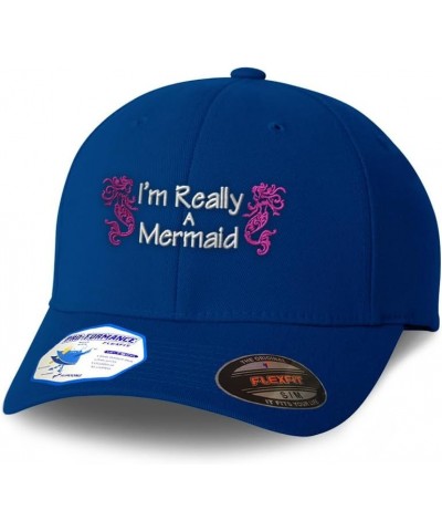 Flexfit Hats for Men & Women I'm Really A Mermaid Polyester Dad Hat Baseball Cap Royal Blue $14.35 Baseball Caps