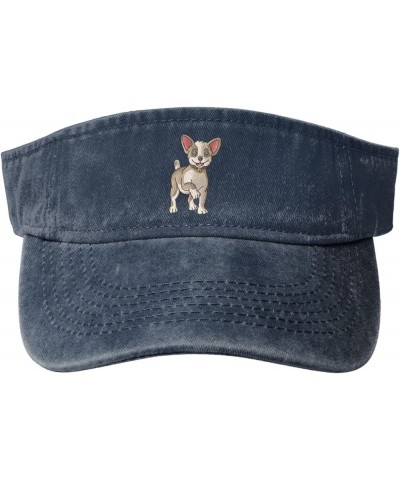 Happy Dog Sun Visor Hats for Women Men Sun Hat Vintage Golf Hat Adjustable Baseball Cap Navy Blue $13.87 Visors