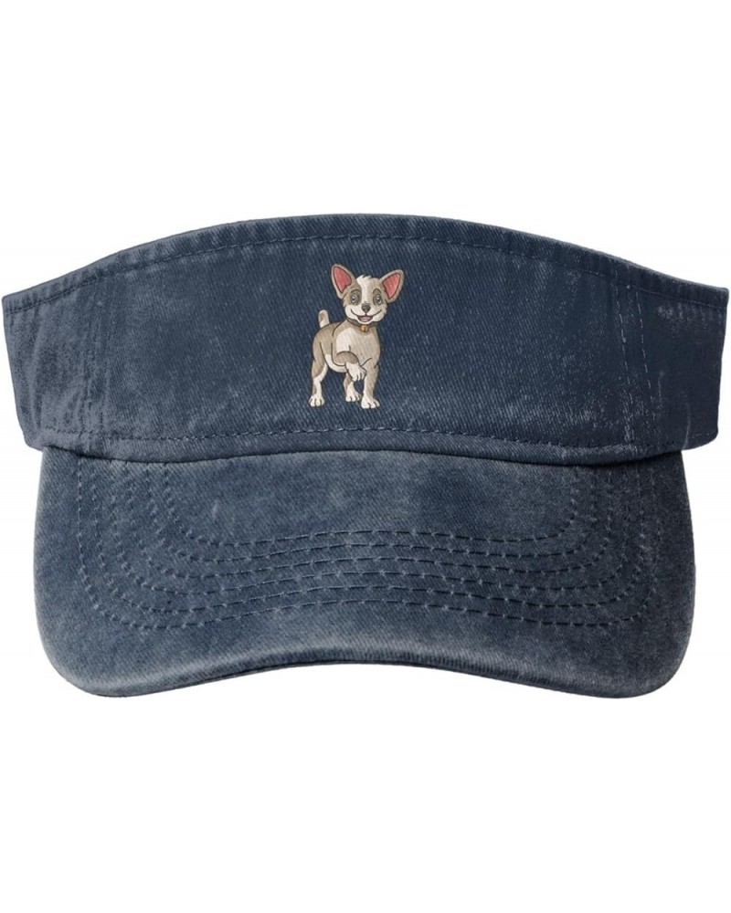 Happy Dog Sun Visor Hats for Women Men Sun Hat Vintage Golf Hat Adjustable Baseball Cap Navy Blue $13.87 Visors