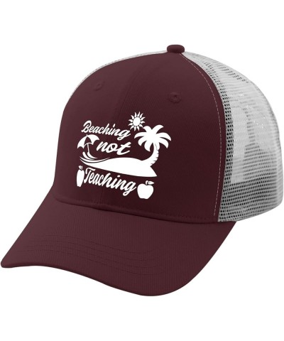 Trucker hat Umbrella Beach not Teaching Mens Sun hat Music hat Gifts for Dad Workout Hat Suitable for Sports Chestnut Red $8....