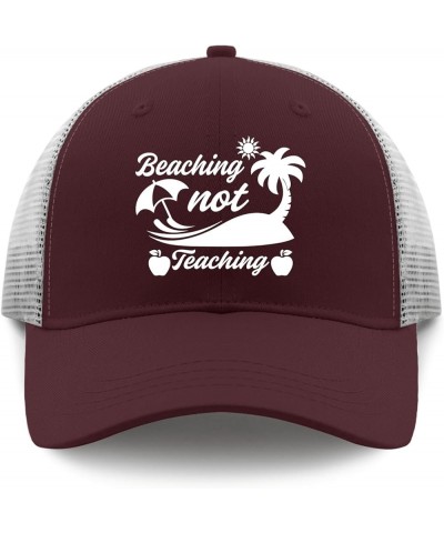 Trucker hat Umbrella Beach not Teaching Mens Sun hat Music hat Gifts for Dad Workout Hat Suitable for Sports Chestnut Red $8....