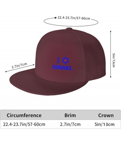 Stand with Israel,Support Israeli Hat Adjustable Classic Black Baseball Cap Flat Bill Hip Hop Cap Dark Red $11.86 Baseball Caps