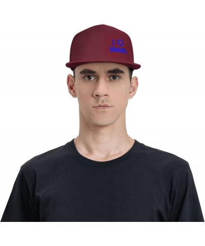 Stand with Israel,Support Israeli Hat Adjustable Classic Black Baseball Cap Flat Bill Hip Hop Cap Dark Red $11.86 Baseball Caps