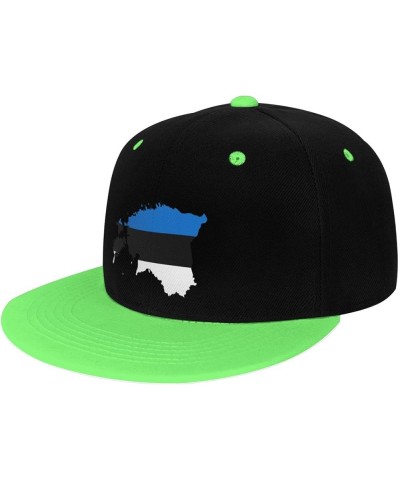 Flag Map of Estonia Snapback Hat for Men Women Baseball Cap Trucker Flat Bill Hats Dad Caps Green $10.67 Baseball Caps