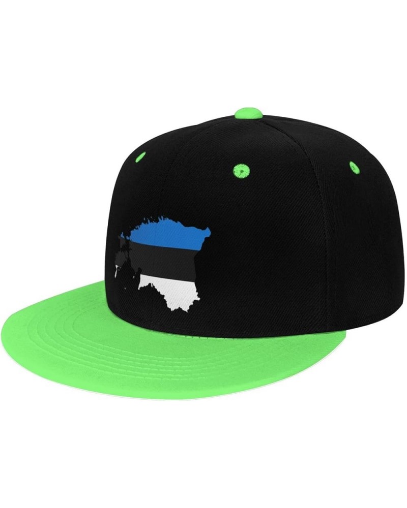 Flag Map of Estonia Snapback Hat for Men Women Baseball Cap Trucker Flat Bill Hats Dad Caps Green $10.67 Baseball Caps