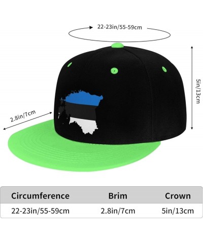 Flag Map of Estonia Snapback Hat for Men Women Baseball Cap Trucker Flat Bill Hats Dad Caps Green $10.67 Baseball Caps