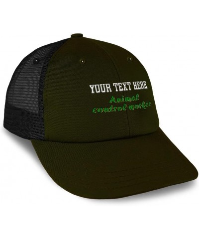 Custom Custom Trucker Hat Baseball Cap Animal Control Worker Occupation Cotton Dad Hats for Men & Women Loden Black Personali...