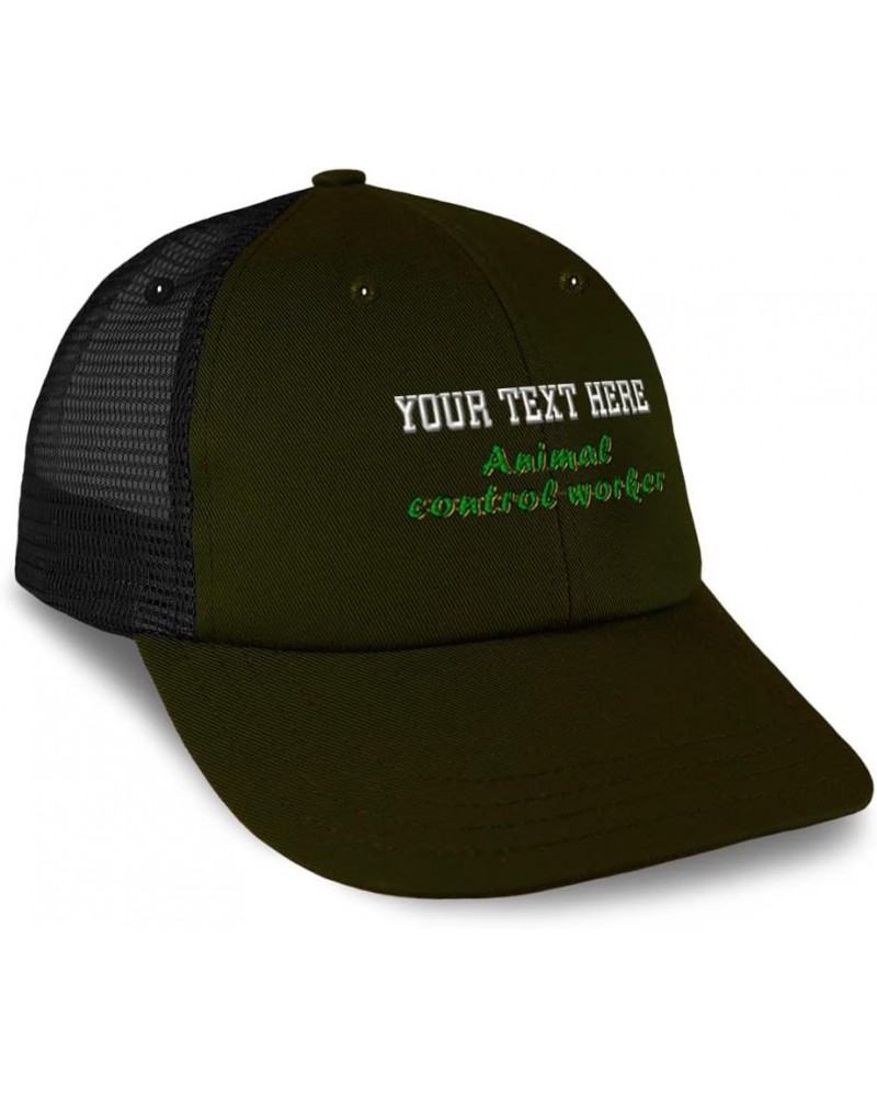 Custom Custom Trucker Hat Baseball Cap Animal Control Worker Occupation Cotton Dad Hats for Men & Women Loden Black Personali...