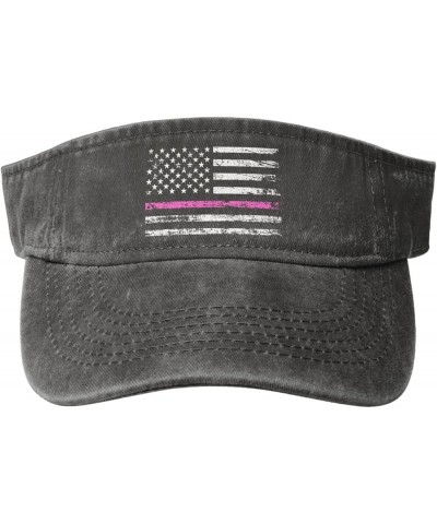 Thin Pink Line USA Flag Sun Hat Sun Visor Hats for Women Men Baseball Cap Golf Hats Deep Heather $12.31 Visors