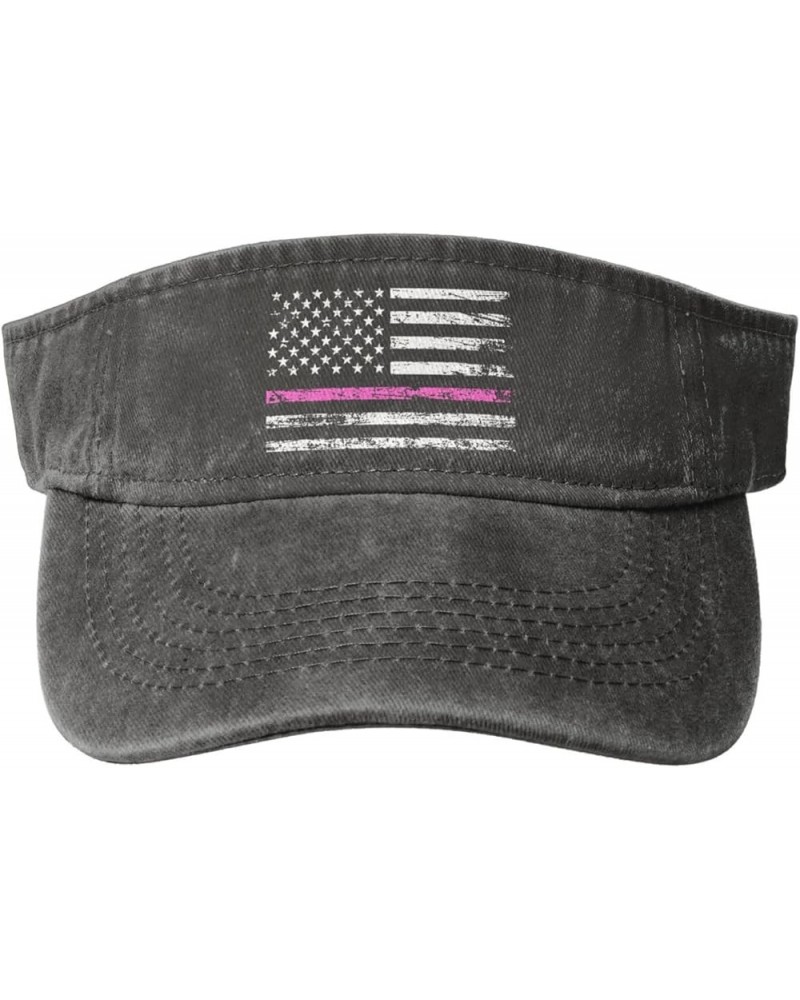 Thin Pink Line USA Flag Sun Hat Sun Visor Hats for Women Men Baseball Cap Golf Hats Deep Heather $12.31 Visors