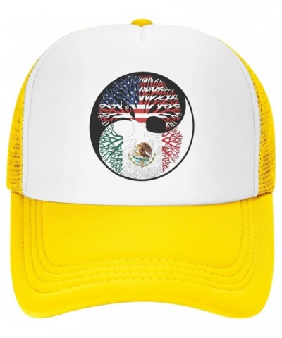 Yin Yang Tree American Mexico Flag Men Women Mesh Baseball Cap Yellow $21.83 Baseball Caps