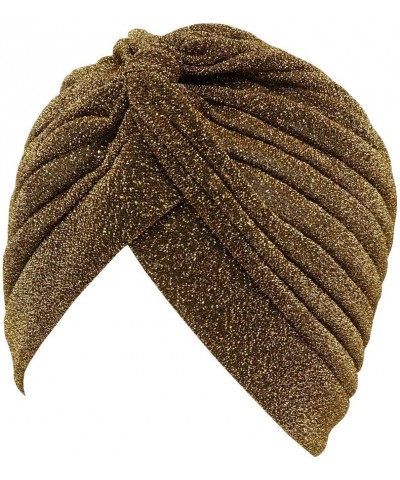 Pleated Glitter Turban for Women Stretchy Hat Beanie Headwrap Twist Elastic Slip on Cap Headwear Accessories Gold $7.14 Skull...