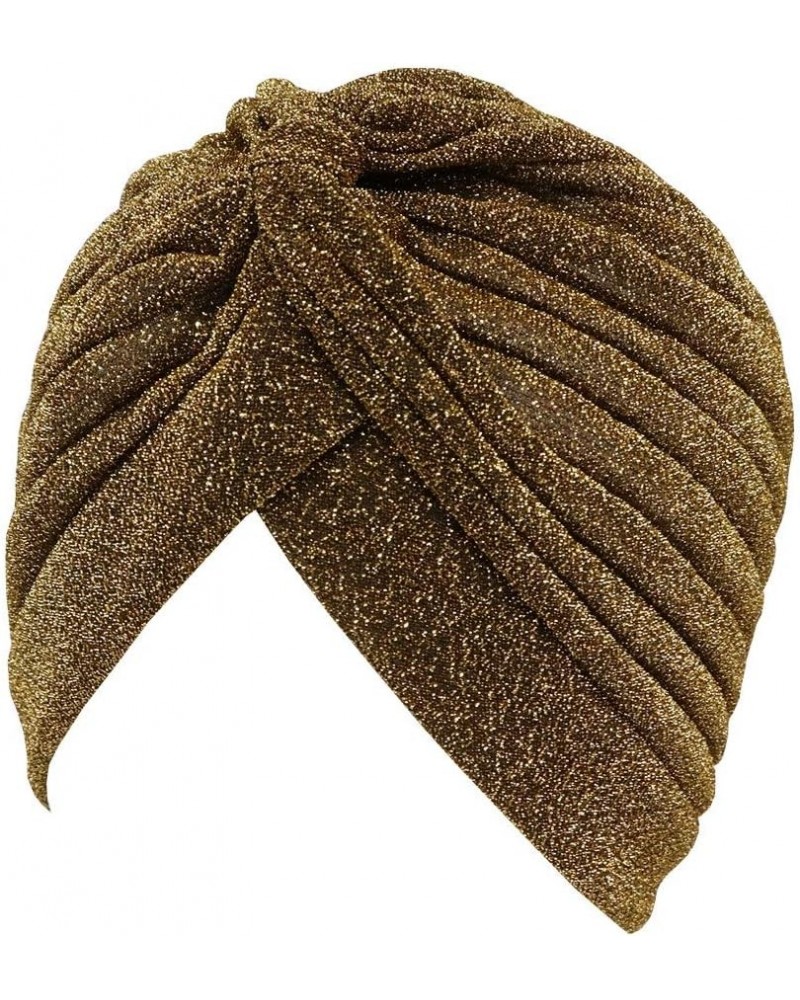 Pleated Glitter Turban for Women Stretchy Hat Beanie Headwrap Twist Elastic Slip on Cap Headwear Accessories Gold $7.14 Skull...