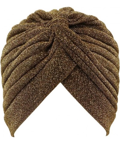 Pleated Glitter Turban for Women Stretchy Hat Beanie Headwrap Twist Elastic Slip on Cap Headwear Accessories Gold $7.14 Skull...