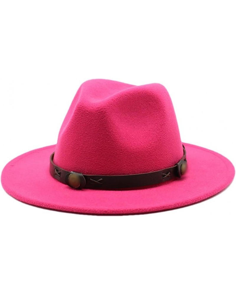 Women Fedoras Woolen Hat Classic Jazz Hat Flat Brim Hat Couple Hat Outdoor Travel 15 Without Chain $14.49 Fedoras