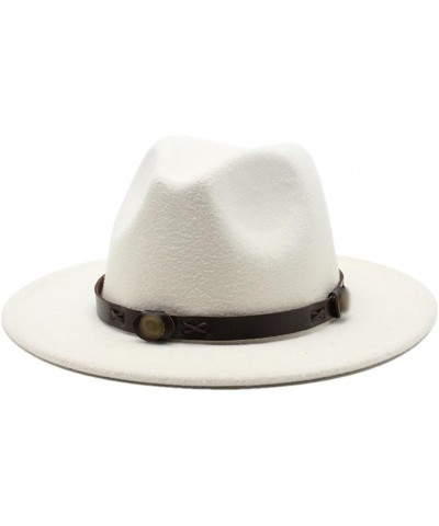 Women Fedoras Woolen Hat Classic Jazz Hat Flat Brim Hat Couple Hat Outdoor Travel 15 Without Chain $14.49 Fedoras