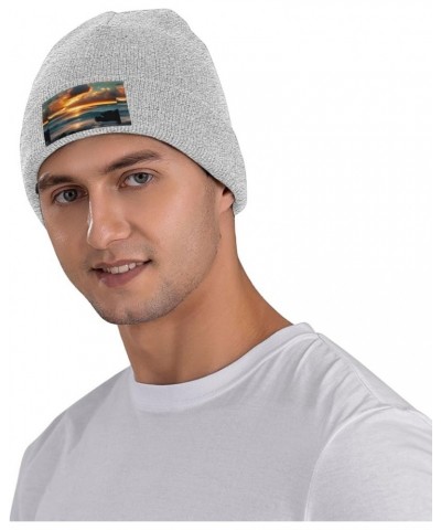 Beach Maui Hawaii Sunset Sea Waves Clouds Print Knitted Hat Daily Warm Hat,Soft Outdoor Beanie for Men Women,Eisure Gray $11....