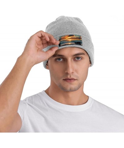 Beach Maui Hawaii Sunset Sea Waves Clouds Print Knitted Hat Daily Warm Hat,Soft Outdoor Beanie for Men Women,Eisure Gray $11....