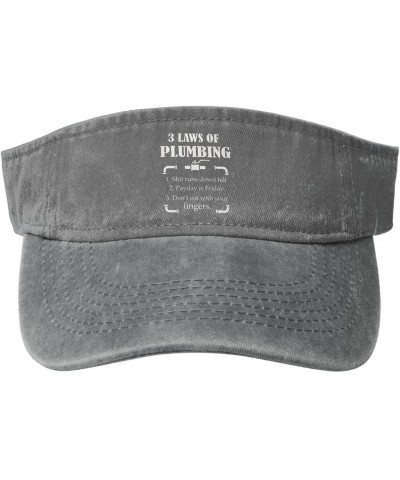 Plumbing Funny Plumber Men's and Women' Sport Sun Visor Hats Adjustable Empty Top Baseball Cap Denim Cap Black Gray $11.40 Su...