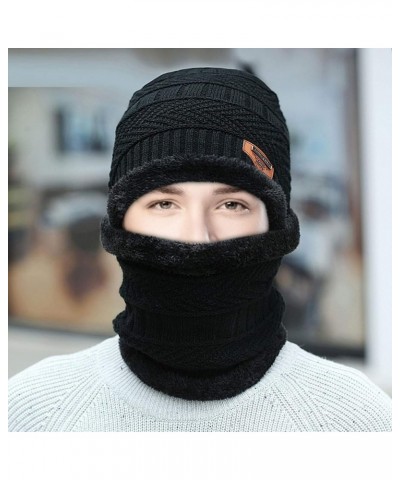 Women Men Fleece Lined Hat Woolen Thermal Cycling Cap Slouchy Windproof Winter Warm Chunky Soft + Scarf Suit Black $7.78 Skul...