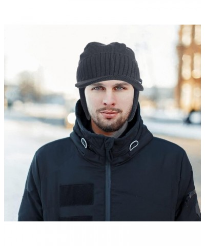 Men Winter Beanie with Brim Outdoor Fleece Visor Beanie Hats 323-claret $10.82 Rain Hats