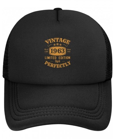 Vintage 1963 60th Birthday Baseball Cap for Men Women Adjustable Mesh Trucker Hat Black Black $10.85 Baseball Caps