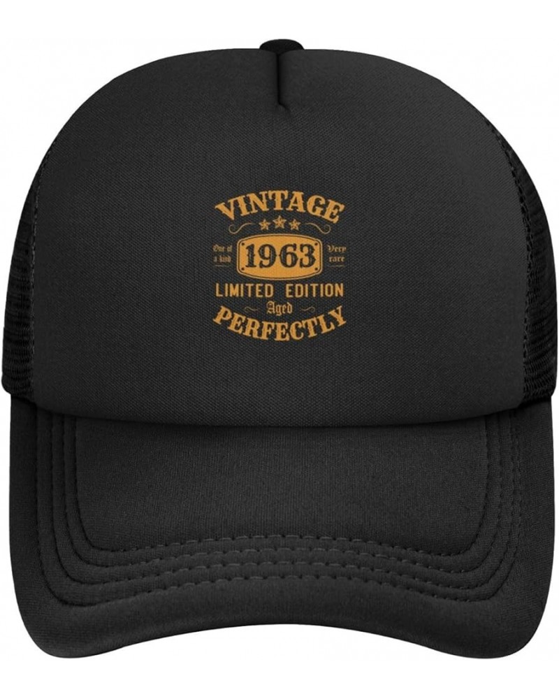 Vintage 1963 60th Birthday Baseball Cap for Men Women Adjustable Mesh Trucker Hat Black Black $10.85 Baseball Caps