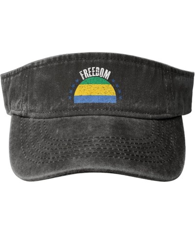 The Gabon Flag and Freedom Sun Visor Hats for Women Men Sun Hat Vintage Golf Hat Adjustable Baseball Cap Black $9.90 Visors