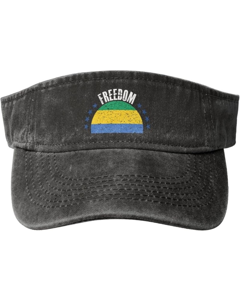 The Gabon Flag and Freedom Sun Visor Hats for Women Men Sun Hat Vintage Golf Hat Adjustable Baseball Cap Black $9.90 Visors