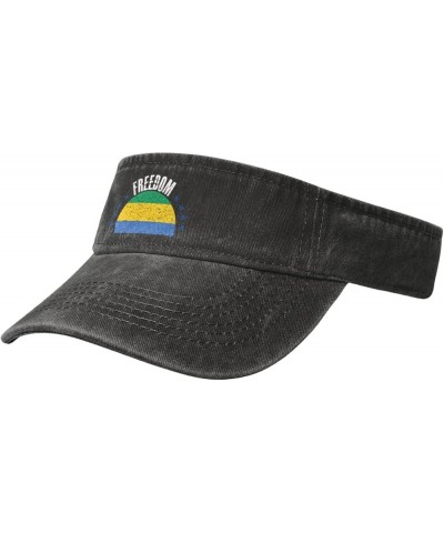 The Gabon Flag and Freedom Sun Visor Hats for Women Men Sun Hat Vintage Golf Hat Adjustable Baseball Cap Black $9.90 Visors