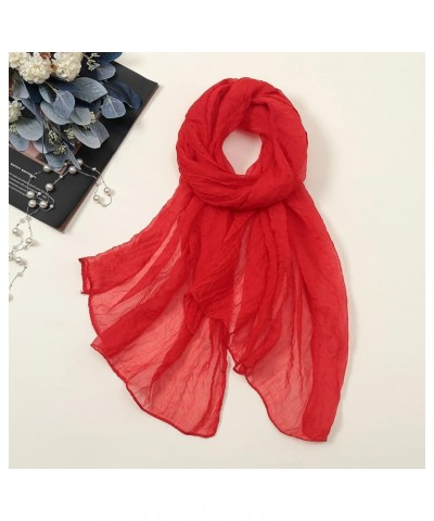 Floral Scarf For Women Fashion Scarf Floral Print Scarves For Women Lightweight Spring Summer Beach Red $5.45 Scarves